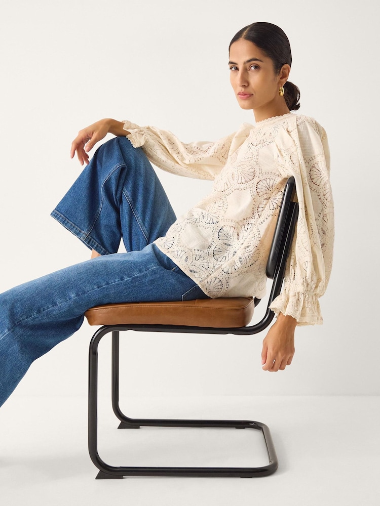 Monsoon Cream Imogen Lace Insert Blouson Blouse - Image 5 of 5 Monsoon Cream Imogen Lace Insert Blouson Blouse - Image 5 of 5