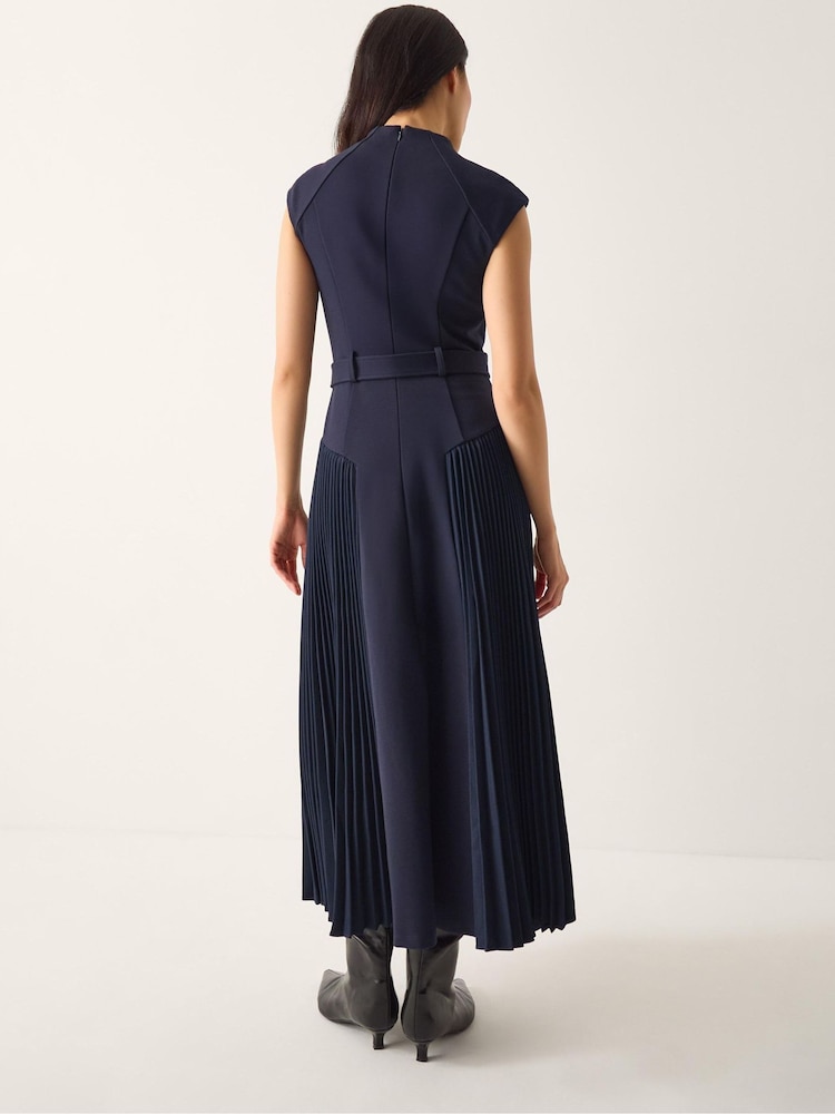Monsoon Blue Sally Pleat Sleeveless Midi Dress - Image 2 of 5