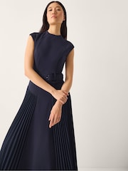 Monsoon Blue Sally Pleat Sleeveless Midi Dress - Image 3 of 5
