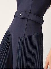 Monsoon Blue Sally Pleat Sleeveless Midi Dress - Image 4 of 5