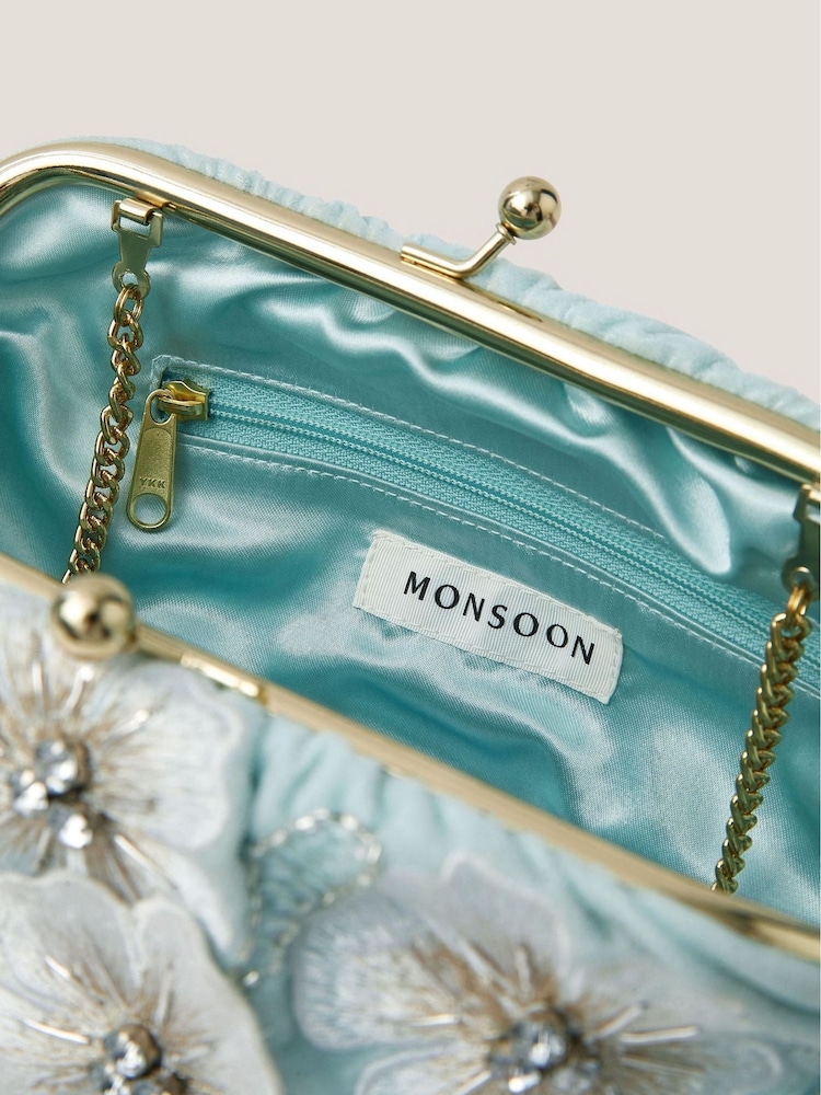 Monsoon Blue Mara Appliqué Flower Clutch - Image 4 of 4 Monsoon Blue Mara Appliqué Flower Clutch - Image 4 of 4