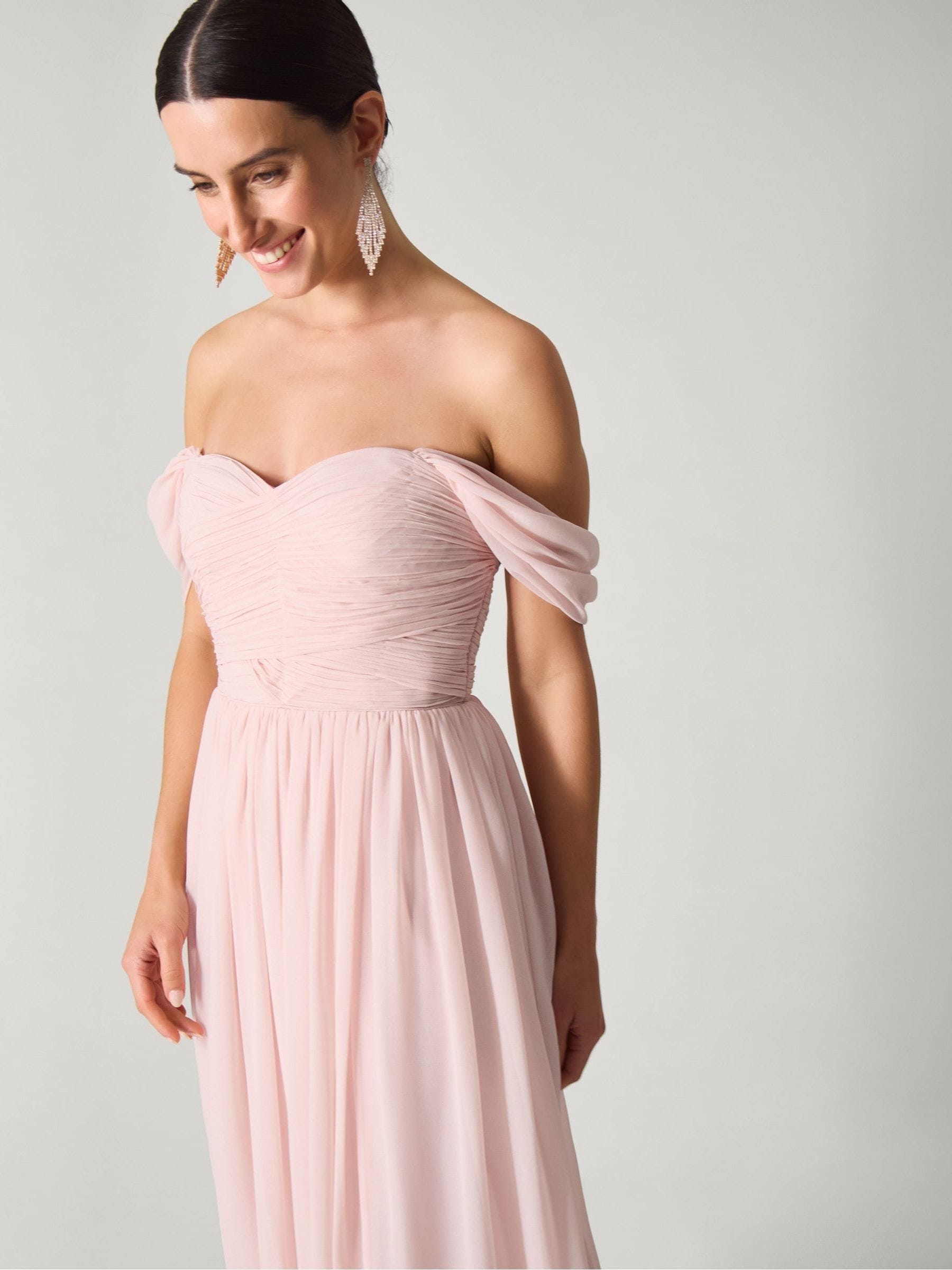 Buy Pink - Monsoon Evelyn Bardot Maxi Bridesmaid Dress from Next Japan