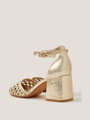 Monsoon Gold Evie Braided Closed Toe Block Heels - Image 2 of 3