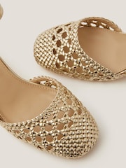 Monsoon Gold Evie Braided Closed Toe Block Heels - Image 3 of 3