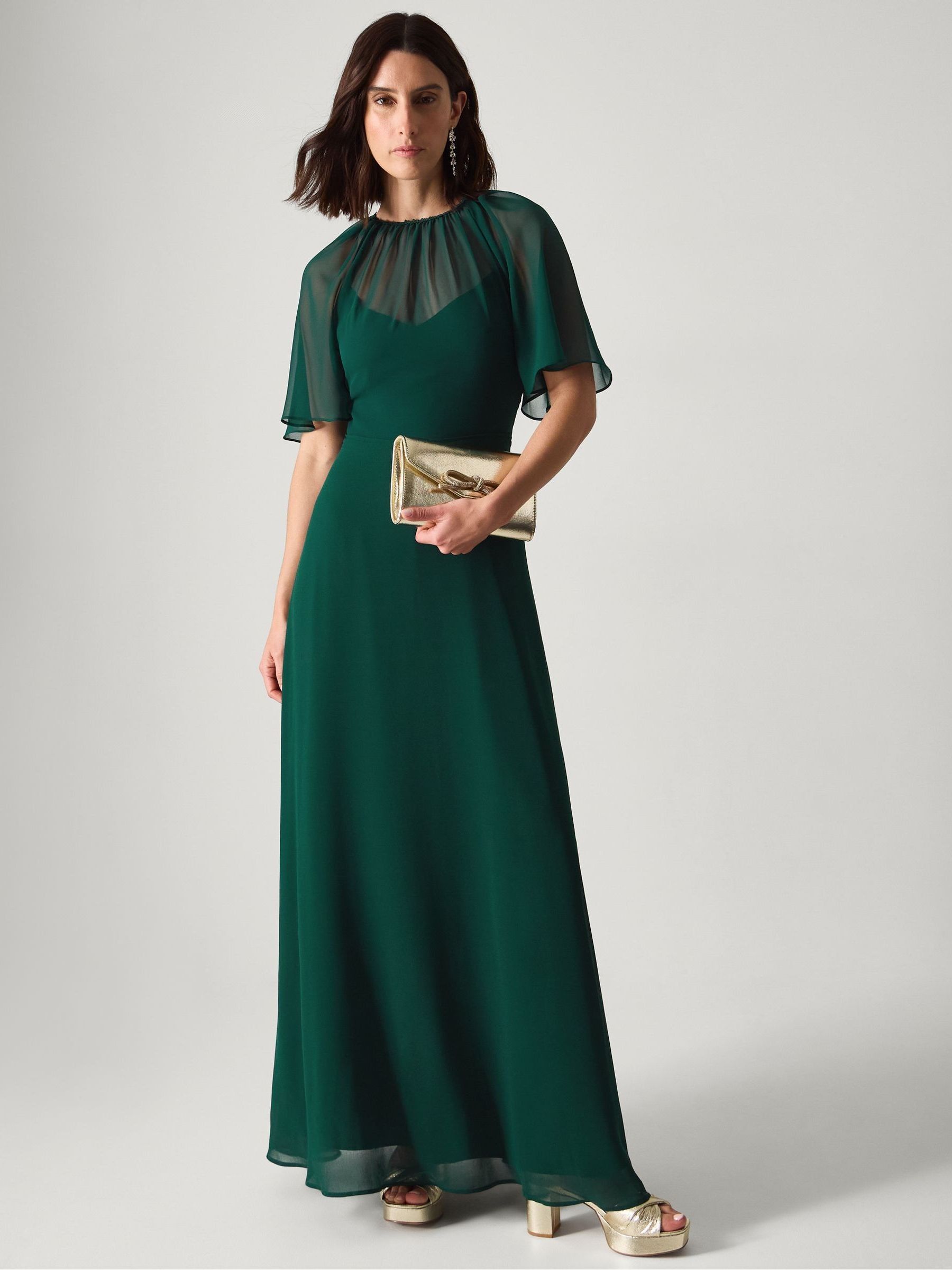 Buy Monsoon Dark Green Mona Angel Sleeve Maxi Dress from Next USA