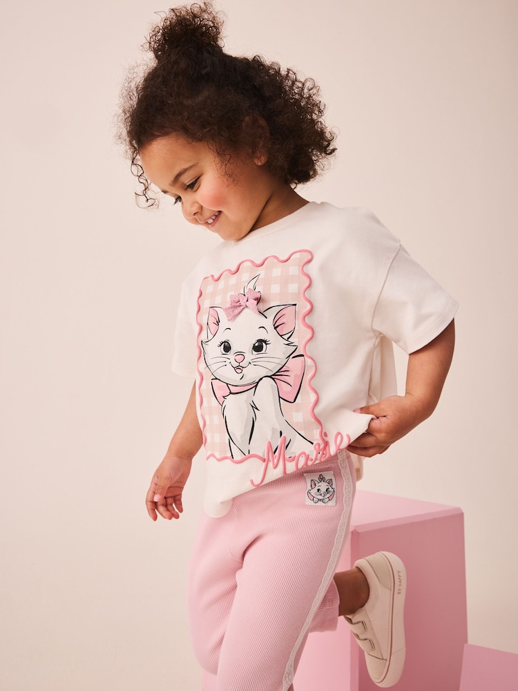 Pink Disney Artistocats Marie Short Sleeve T Shirt and Leggings Set (3mths-7yrs) - Image 1 of 10