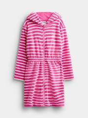 JoJo Maman Bébé Pink Finestripe Zip-Up Towelling Dress - Image 1 of 4