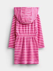 JoJo Maman Bébé Pink Finestripe Zip-Up Towelling Dress - Image 2 of 4