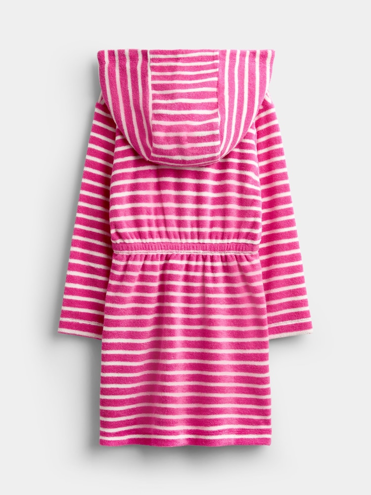 JoJo Maman Bébé Pink Finestripe Zip-Up Towelling Dress - Image 2 of 4