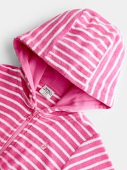 JoJo Maman Bébé Pink Finestripe Zip-Up Towelling Dress - Image 3 of 4