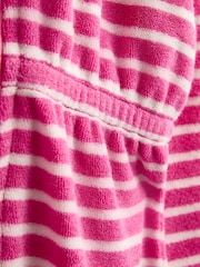 JoJo Maman Bébé Pink Finestripe Zip-Up Towelling Dress - Image 4 of 4