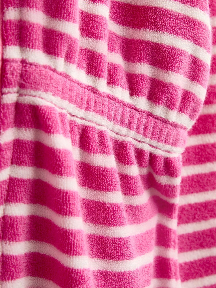 JoJo Maman Bébé Pink Finestripe Zip-Up Towelling Dress - Image 4 of 4