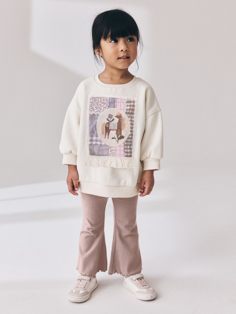Light Pink Horse Sweatshirt and Flare Leggings Set (3mths-7yrs) - Image 1 of 9 Light Pink Horse Sweatshirt and Flare Leggings Set (3mths-7yrs) - Image 1 of 9