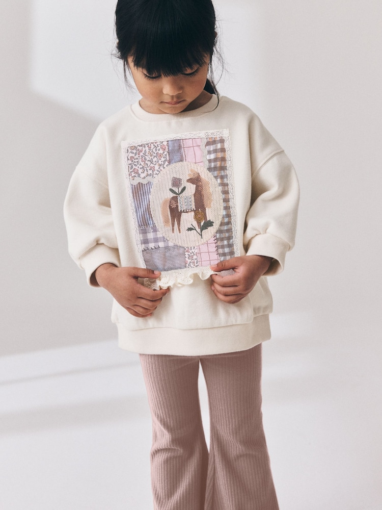 Light Pink Horse Sweatshirt and Flare Leggings Set (3mths-7yrs) - Image 2 of 9 Light Pink Horse Sweatshirt and Flare Leggings Set (3mths-7yrs) - Image 2 of 9