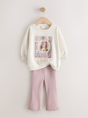 Light Pink Horse Sweatshirt and Flare Leggings Set (3mths-7yrs) - Image 7 of 9