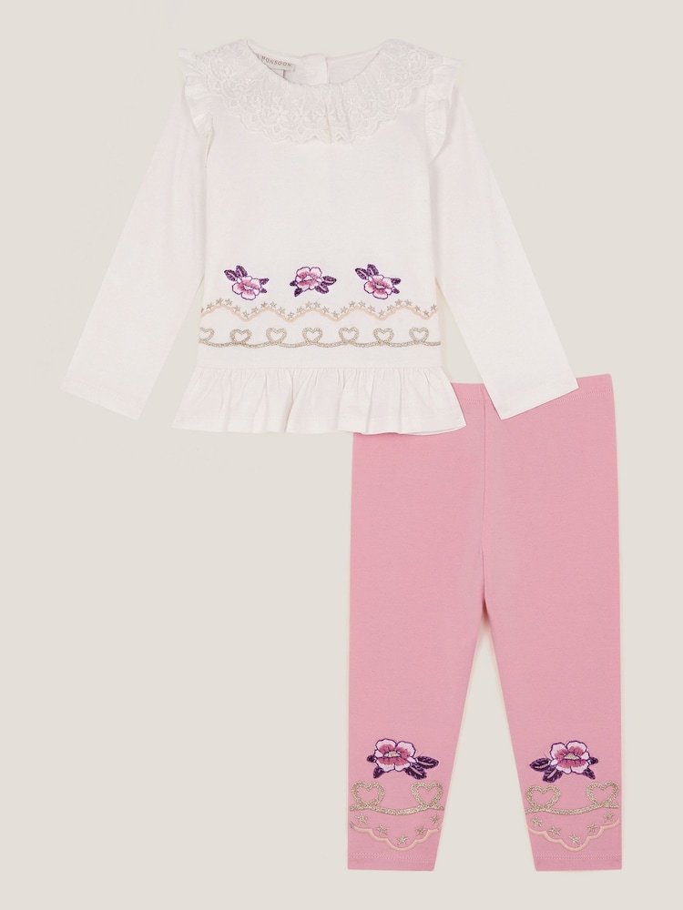 Monsoon Floral Heart Top & Leggings Set - صورة 1 من 3 Monsoon Floral Heart Top & Leggings Set - صورة 1 من 3