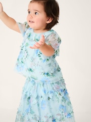 Monsoon ベビー・ローマ・フローラルプリント・フリルトップ＆スカートセット - 画像 1 / 4