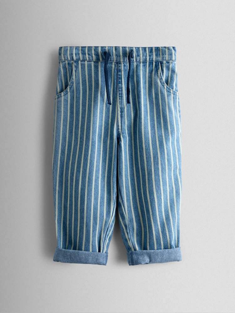 JoJo Maman Bébé Light Wash Striped Denim Jeans - Image 1 of 4 JoJo Maman Bébé Light Wash Striped Denim Jeans - Image 1 of 4
