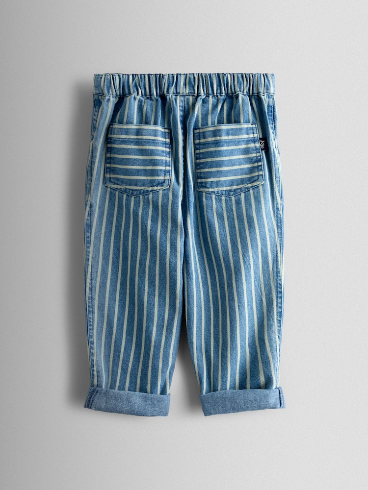 JoJo Maman Bébé Light Wash Striped Denim Jeans - Image 2 of 4 JoJo Maman Bébé Light Wash Striped Denim Jeans - Image 2 of 4