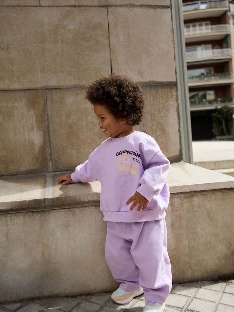 Lilac Babychino Sweatshirt and Barrel Leg Set (3mths-7yrs) - Image 1 of 8