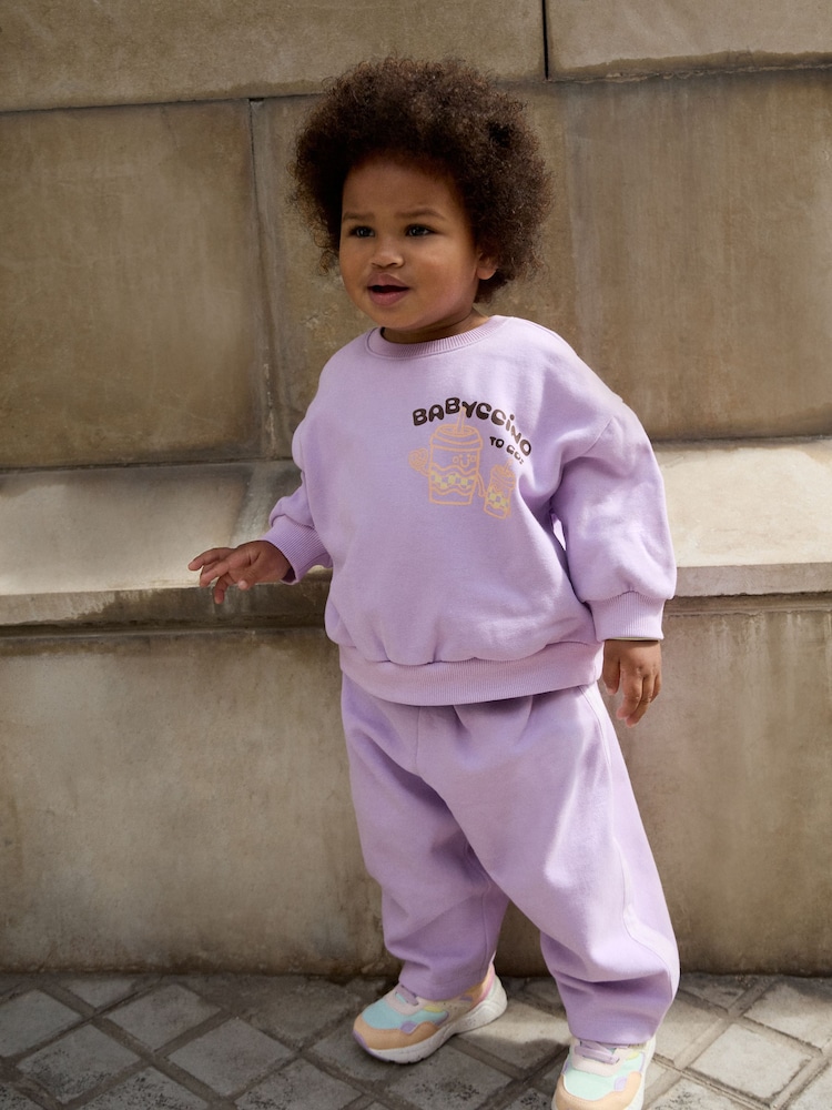 Lilac Babychino Sweatshirt and Barrel Leg Set (3mths-7yrs) - Image 2 of 8