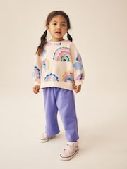 Light Purple Rainbow Sweatshirt and Wide Leg Joggers Set (3mths-7yrs) - Image 1 of 10