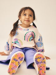 Light Purple Rainbow Sweatshirt and Wide Leg Joggers Set (3mths-7yrs) - Image 2 of 10