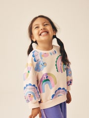 Light Purple Rainbow Sweatshirt and Wide Leg Joggers Set (3mths-7yrs) - Image 5 of 10