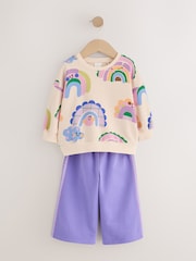 Light Purple Rainbow Sweatshirt and Wide Leg Joggers Set (3mths-7yrs) - Image 6 of 10