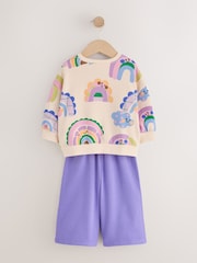 Light Purple Rainbow Sweatshirt and Wide Leg Joggers Set (3mths-7yrs) - Image 8 of 10