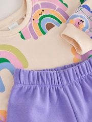 Light Purple Rainbow Sweatshirt and Wide Leg Joggers Set (3mths-7yrs) - Image 9 of 10