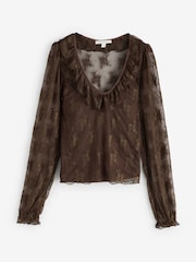 Blouse coordonnée en dentelle à volants et col en V Laura Ashley - Image 4 sur 7