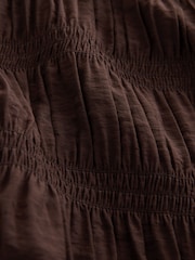 Laura Ashley Chocolate Brown Shirred Long Sleeve Blouse - Image 6 of 8