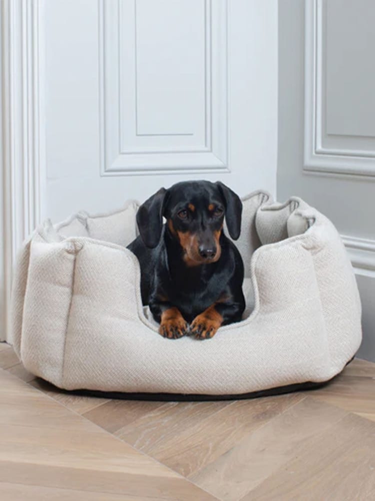 Lords and Labradors Natural High Sided Herringbone Tweed Dog Bed - Image 1 of 6