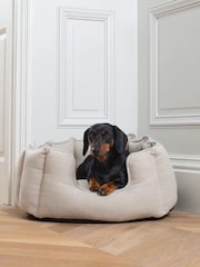 Lords and Labradors Natural High Sided Herringbone Tweed Dog Bed - Image 2 of 6