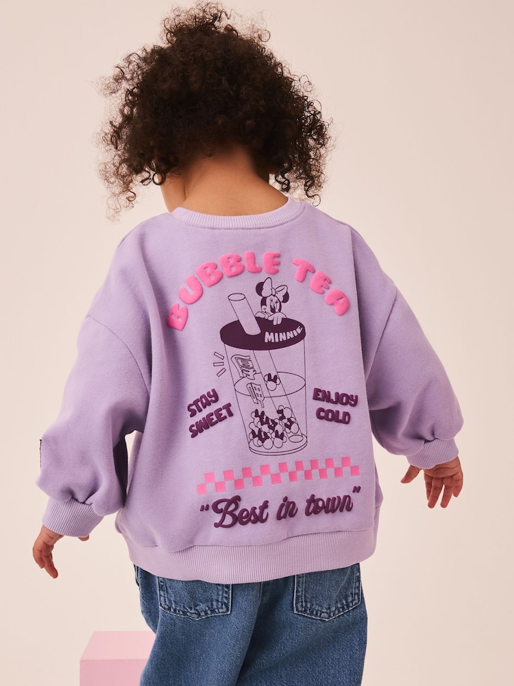 Lilac Purple Minnie Mouse Bubble Tea Minnie Mouse Sweatshirt (3mths-7yrs) - Image 1 of 4
