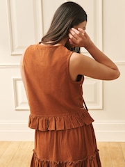Laura Ashley Embroidered Cord Tie Detail Waistcoat - Obraz 2 z 4