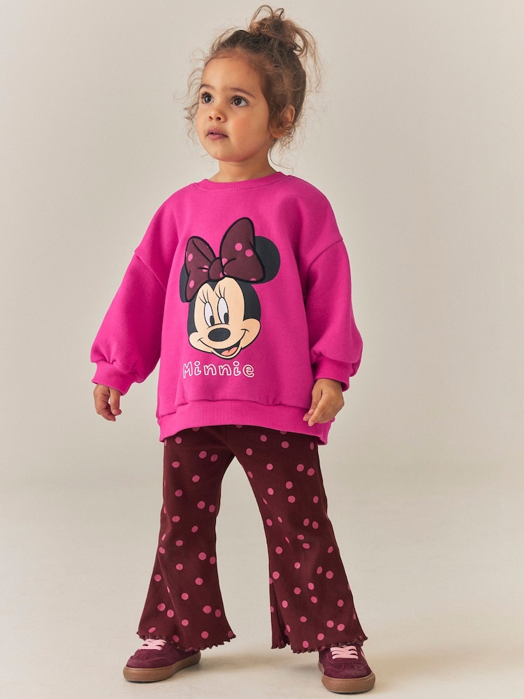 Minnie Mouse rose framboise à pois - Ensemble sweat-shirt et pantalon évasé (6mois-7ans) - Image 1 de 9 Minnie Mouse rose framboise à pois - Ensemble sweat-shirt et pantalon évasé (6mois-7ans) - Image 1 de 9