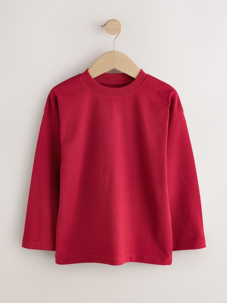 Red Cosy Long Sleeve T-Shirt (3-16yrs) - Image 1 of 4 Red Cosy Long Sleeve T-Shirt (3-16yrs) - Image 1 of 4