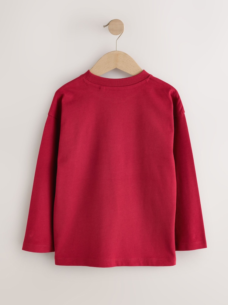 Red Cosy Long Sleeve T-Shirt (3-16yrs) - Image 2 of 4 Red Cosy Long Sleeve T-Shirt (3-16yrs) - Image 2 of 4