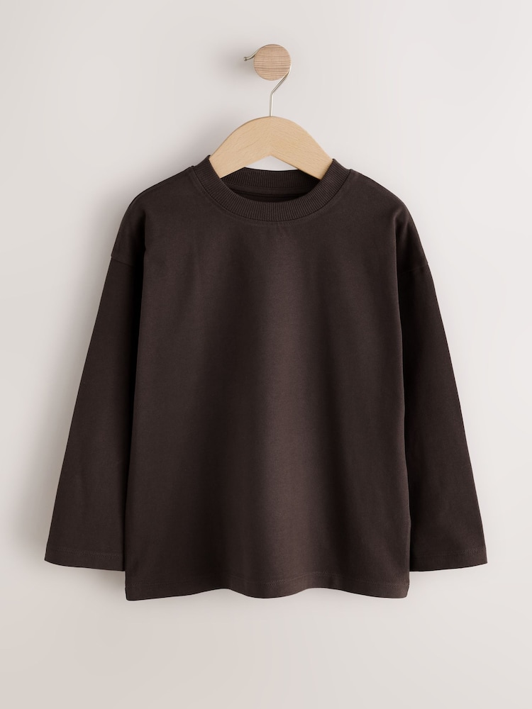 Chocolate Brown Cosy Long Sleeve T-Shirt (3-16yrs) - Image 1 of 4 Chocolate Brown Cosy Long Sleeve T-Shirt (3-16yrs) - Image 1 of 4
