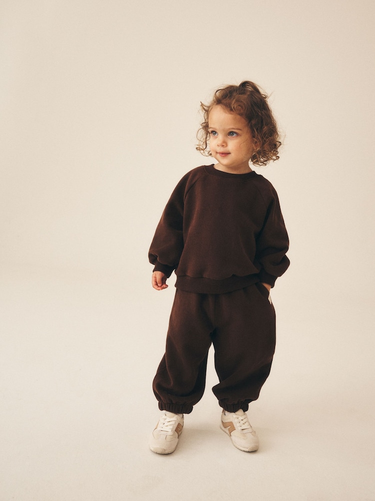 Chocolate Brown Crew Neck Sweatshirt (3mths-7yrs) - Image 1 of 8 Chocolate Brown Crew Neck Sweatshirt (3mths-7yrs) - Image 1 of 8