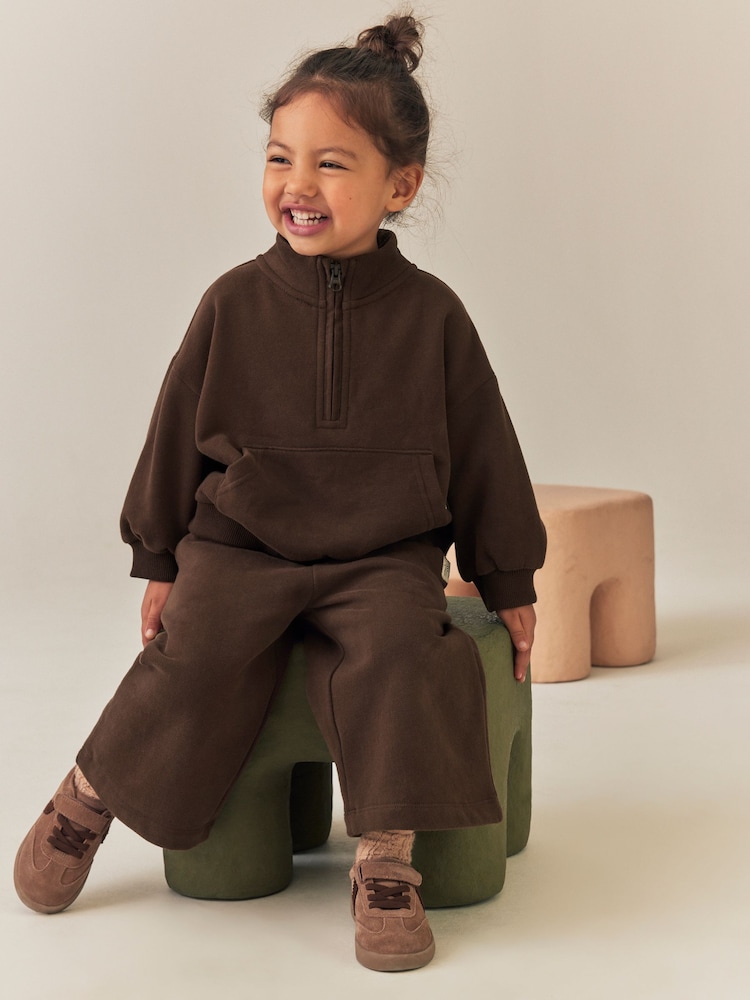 Chocolate Brown Quarter Zip Sweatshirt (3mths-7yrs) - Image 2 of 8 Chocolate Brown Quarter Zip Sweatshirt (3mths-7yrs) - Image 2 of 8
