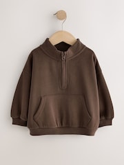 Chocolate Brown Quarter Zip Sweatshirt (3mths-7yrs) - Image 5 of 8