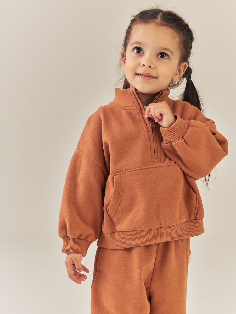 Rust Brown Quarter Zip Sweatshirt (3mths-7yrs) - Image 2 of 8 Rust Brown Quarter Zip Sweatshirt (3mths-7yrs) - Image 2 of 8
