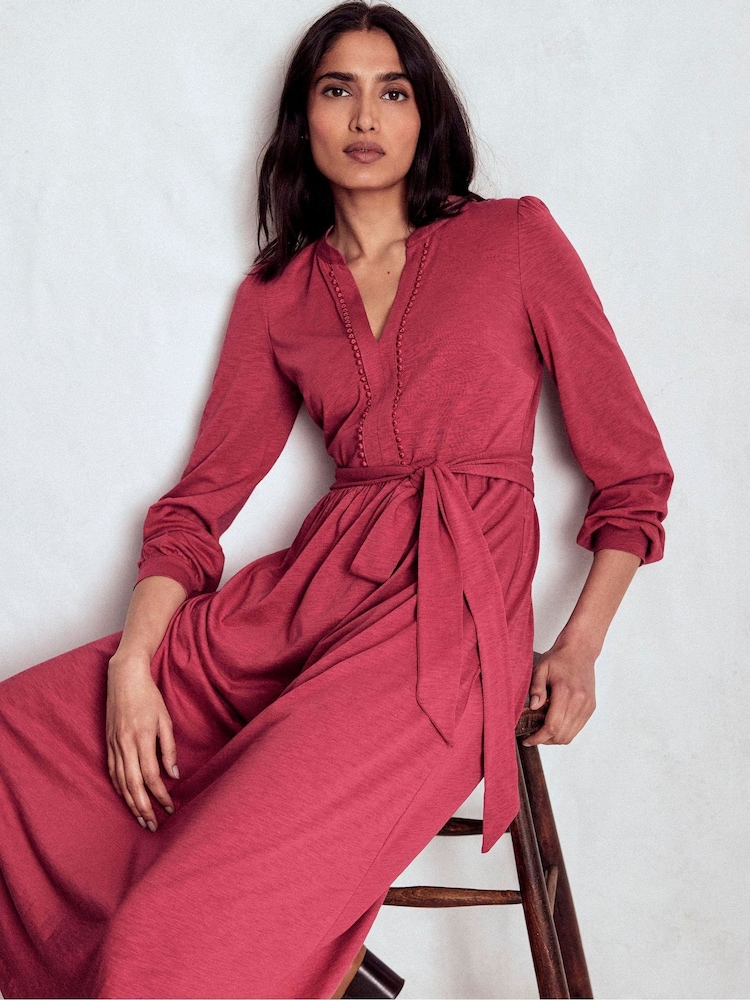 Boden Red Naomi Long Sleeve Midi Dress - Image 2 of 5 Boden Red Naomi Long Sleeve Midi Dress - Image 2 of 5