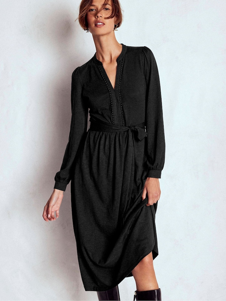 Boden Black Naomi Long Sleeve Midi Dress - Image 2 of 6 Boden Black Naomi Long Sleeve Midi Dress - Image 2 of 6