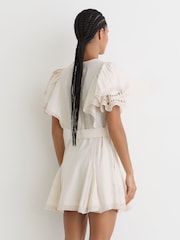 Reiss Cream Opal Broderie Anglaise Belted Flippy Dress - Image 5 of 6