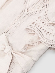 Reiss Cream Opal Broderie Anglaise Belted Flippy Dress - Image 6 of 6