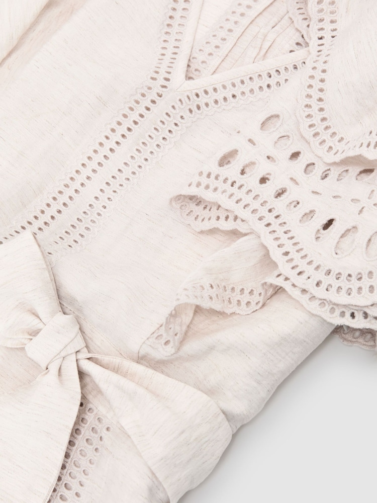 Reiss Cream Opal Broderie Anglaise Belted Flippy Dress - Image 6 of 6 Reiss Cream Opal Broderie Anglaise Belted Flippy Dress - Image 6 of 6